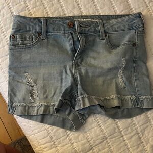 Celebrity Pink Light Blue Distressed Jean Shorts